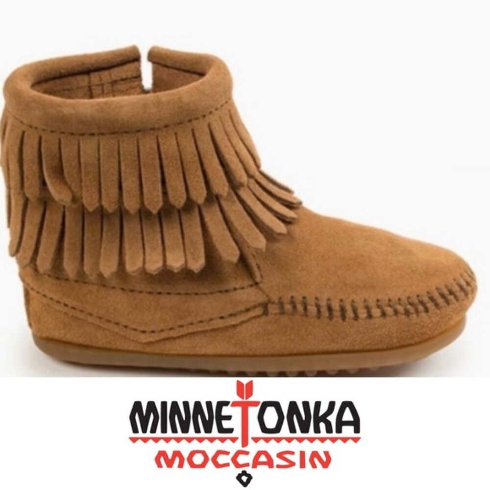 Minnetonka Infant Double Fringe Moccasin Boots 2